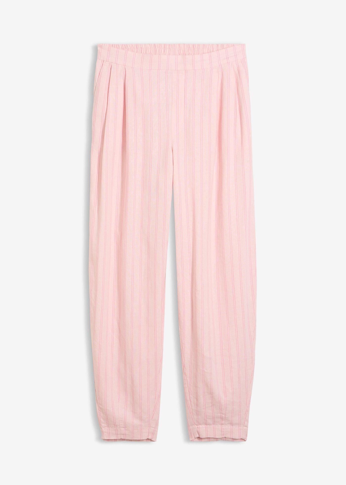 Pantaloni con elastico in vita in misto lino fresco