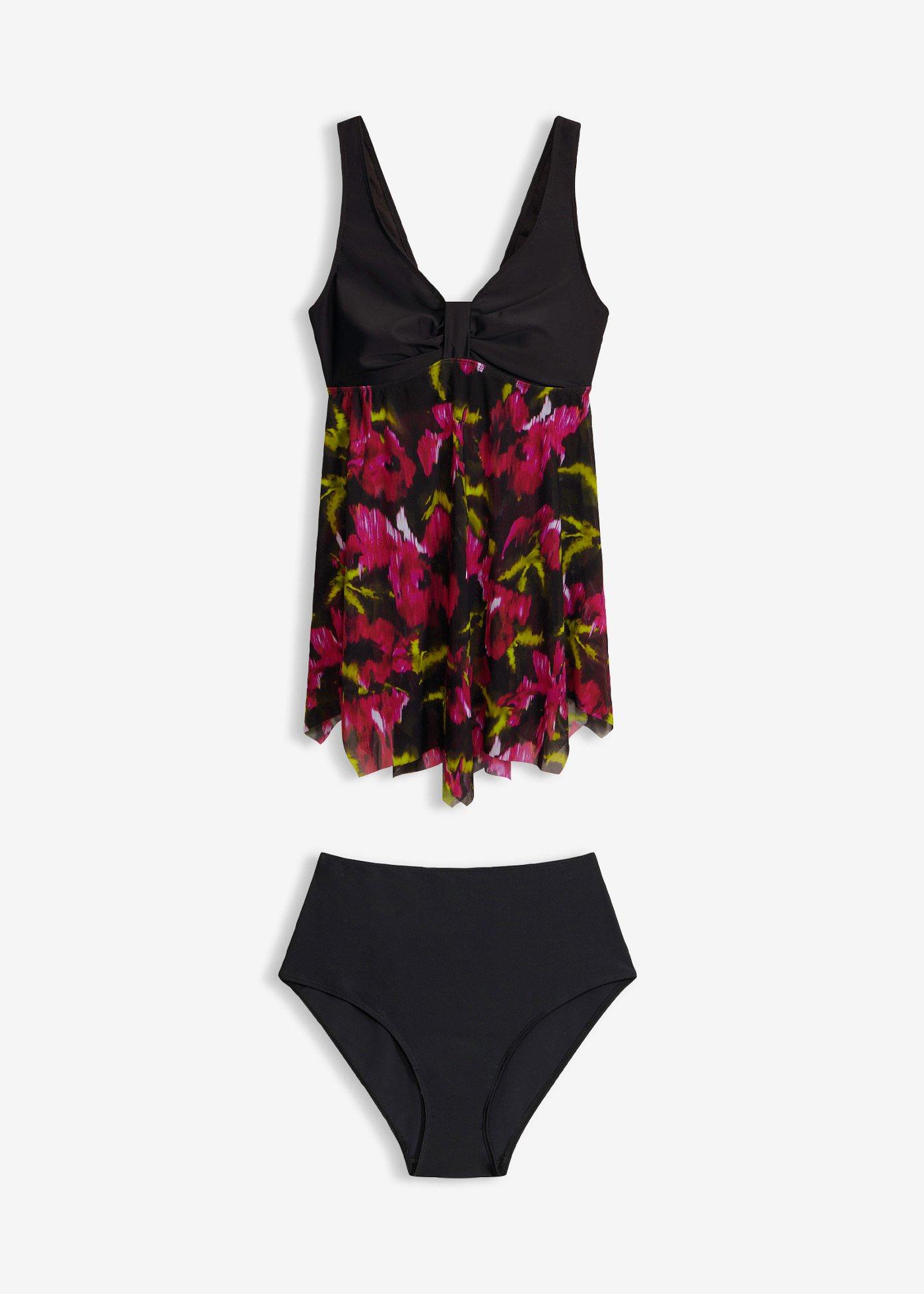 Tankini lungo con tessuto a rete stampato (set 2 pezzi)