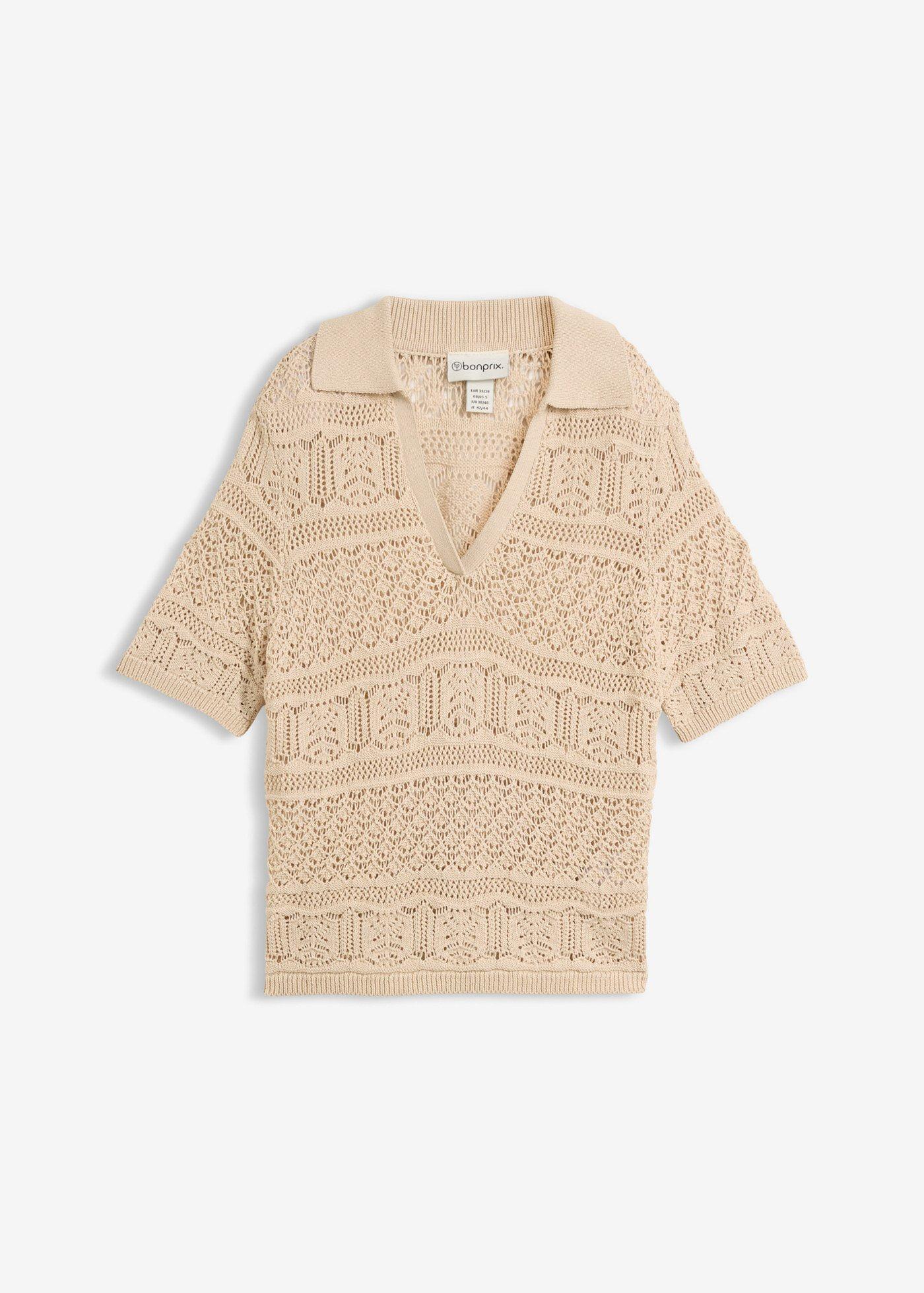 Maglione traforato in misto cotone