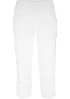 Pantaloni capri di cotone con cinta comoda e arricciatura, bonprix