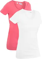 T-shirt lunga con scritta (pacco da 2), bonprix