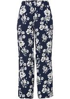 Pantaloni fantasia con elastico in vita, gamba ampia e tasche laterali -  Blu scuro a fiori