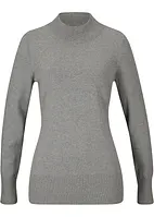 Maglione basic in maglia fine con collo dritto e cotone riciclato, bonprix