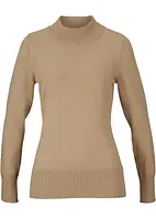 Maglione basic in maglia fine con collo dritto e cotone riciclato, bonprix