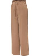 Pantaloni comodi con gamba larga e spacco sul fondo - Cammello