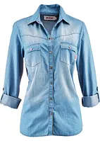 Camicia di jeans a maniche lunghe con bottoni a pressione, bonprix