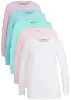 Maglia lunga con scollo rotondo a maniche lunghe  (pacco da 5), bonprix