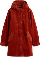 Parka svasato in velluto con fodera in pile teddy e cappuccio, bonprix