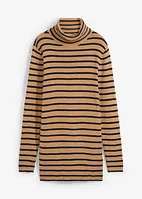 Maglione a collo alto a coste, a righe, bonprix