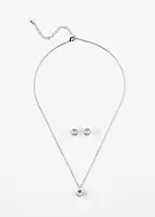 Collana e orecchini con zirconia (set gioielli 3 pezzi), bonprix