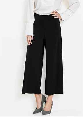 Pantalone nero culotte doppio bottone sigaretta a tre quarti