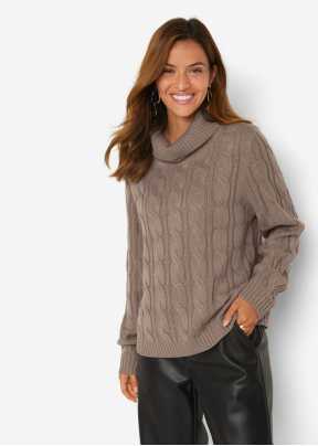 Maglione Pullover Da Donna A Collo Alto Grigio | Pablimaca