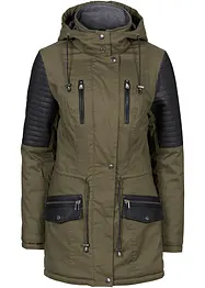 Parka con inserti in similpelle, bonprix