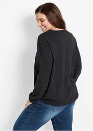 Maglia a maniche lunghe in puro cotone con elastico, bonprix