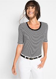 TOP A COSTINE IN MAGLIA CON FIOCCO - Bianco / Nero | Italia / Italy