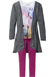 Maglia, cardigan, leggings (set 3 pezzi), bonprix