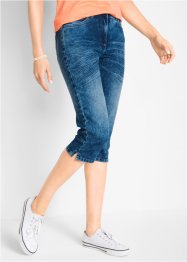 Jeans capri elasticizzati con cinta comfort in look usato, bpc bonprix collection