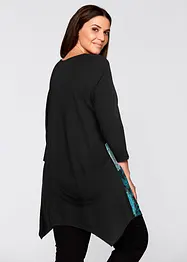 Maglia lunga con fondo asimmetrico, scollo a V e maniche a 3/4, bonprix