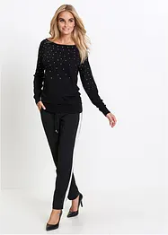 Maglione lungo con strass, bonprix