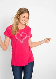 T-shirt in cotone biologico con cuore, bonprix
