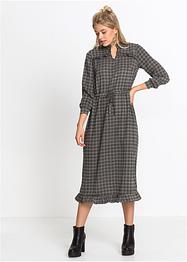 PAIDAXING Vestito Lungo Antico Minigonna Attillata da Donna con Stampa Scozzese a Maniche Lunghe Attillata con Coulisse in Vita Vestito A Elegante