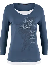 Maglia 2 in 1 in cotone con maniche a 3/4, bonprix
