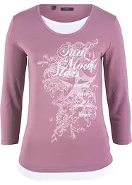 Maglia 2 in 1 in cotone con maniche a 3/4, bonprix