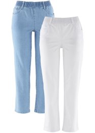 Pantaloni elasticizzati cropped con cinta comoda (pacco da 2), bpc bonprix collection
