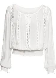 Blusa con pizzo traforato, bonprix