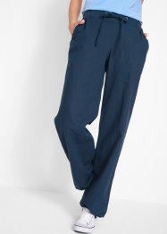 Pantaloni in misto lino con cinta comoda a costine, bpc bonprix collection