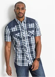 Camicia a maniche corte con inserto in denim, bonprix