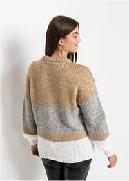 Maglione oversize a righe con bottoni, bonprix