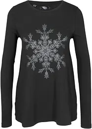 Maglia in cotone a maniche lunghe con stampa invernale metallizzata, bonprix