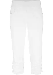 Pantaloni capri di cotone con cinta comoda e arricciatura, bonprix