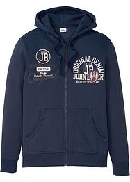 Felpa Con Cappuccio E Cerniera Kam Jeanswear Uomo, Blu Navy, Taglia 4XL
