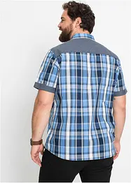 Camicia a maniche corte con inserto in denim, bonprix