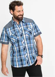 Camicia a maniche corte con inserto in denim, bonprix