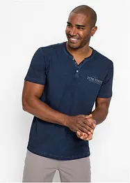 Maglia serafino a maniche corte in puro cotone effetto lavato, bonprix