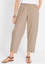 Pantaloni cropped in misto lino con cinta comoda a vita alta, loose fit, bpc bonprix collection