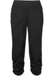 Pantaloni capri di cotone con cinta comoda e arricciatura, bpc bonprix collection