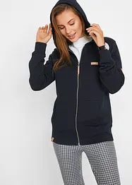 Felpa con zip e cappuccio in puro cotone, bonprix