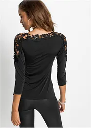 Maglia con pizzo a uncinetto e maniche a 3/4, bonprix