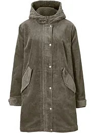 Parka svasato in velluto con fodera in pile teddy e cappuccio, bonprix