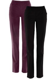 Pantaloni elasticizzati con cinta comoda, straight (pacco da 2), bpc bonprix collection