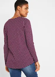 Maglia in cotone a pois con maniche lunghe e spacchi laterali, bonprix