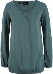 Maglia a maniche lunghe in puro cotone con elastico, bonprix