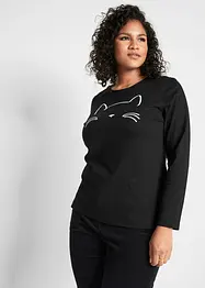 Maglia a maniche lunghe con gatto, bonprix