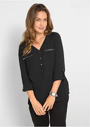 Blusa in viscosa con scollo a V e maniche lunghe, bonprix