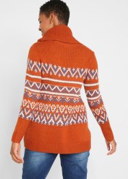 Maglione norvegese svasato con collo alto largo, bpc bonprix collection