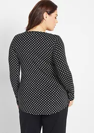 Maglia in cotone a pois con maniche lunghe e spacchi laterali, bonprix